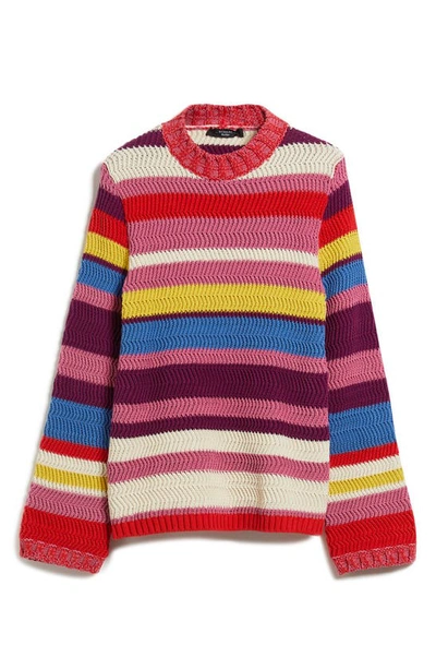 Shop Weekend Max Mara Kabir Multicolor Stripe Cotton Blend Sweater In Multicolour