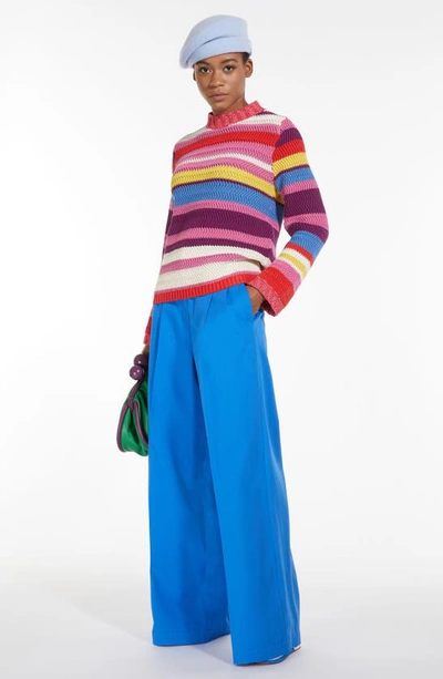 Shop Weekend Max Mara Kabir Multicolor Stripe Cotton Blend Sweater In Multicolour