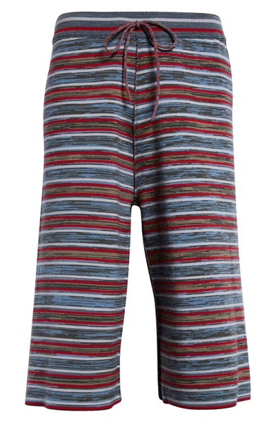 Shop Waste Yarn Project Milo Stripe Reversible One Of A Kind Sweater Shorts In Blue Red Multi