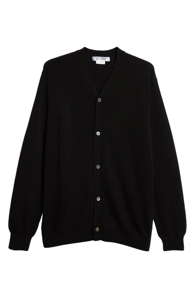 Shop Comme Des Garçons Comme Des Garçons Cashmere Jersey V-neck Cardigan In Black
