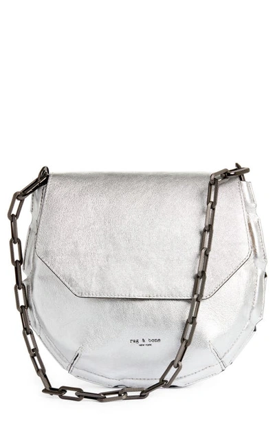 Shop Rag & Bone Sadie Metallic Leather Shoulder Bag In Silver