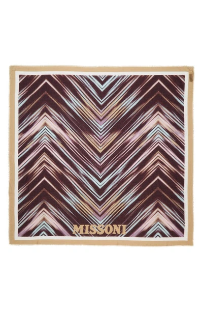 Shop Missoni Chevron Stripe Modal & Silk Square Scarf In Brown/ Beige Multi