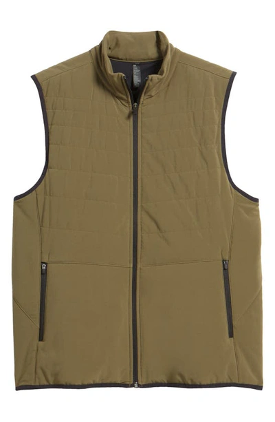Shop Zella Raid Quilted Insulated Vest In Olive Night