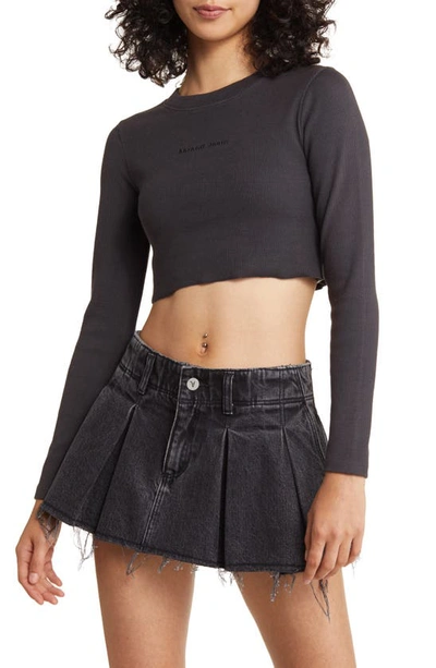 Shop Abrand Heather Rib Crop Top In Black Sea