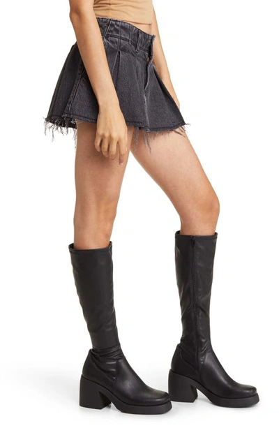 Shop Abrand Chloe Pleated Miniskirt In Washed Black