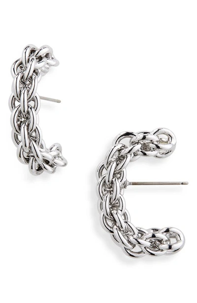 Shop Demarson Dylan Huggie Hoop Earrings In Shiny Silver