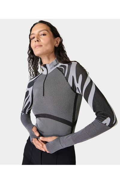 Shop Sweaty Betty Abstract Quarter Zip Base Layer Top In Black