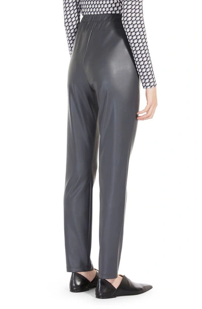 Shop Max Mara Zefir Pull-on Straight Leg Faux Leather Pants In Medium Grey