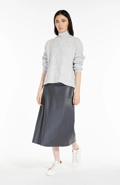 Shop Max Mara Renata Faux Leather Midi Skirt In Medium Grey