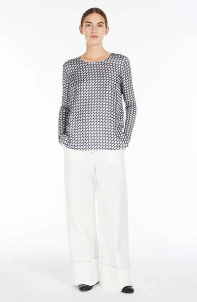 Max Mara Geometric-print Scoop-neck Jersey Top In Medium Grey
