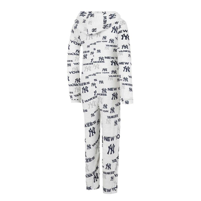 Shop Concepts Sport White New York Yankees Docket Microfleece Union Hooded Zippered Onesie