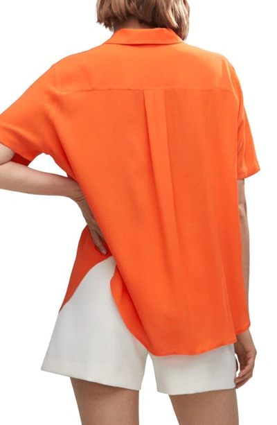 Shop Mango Oversize Short Sleeve Button-up Shirt In Orange
