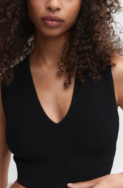 Mango Rib Crop Sweater Vest In Black