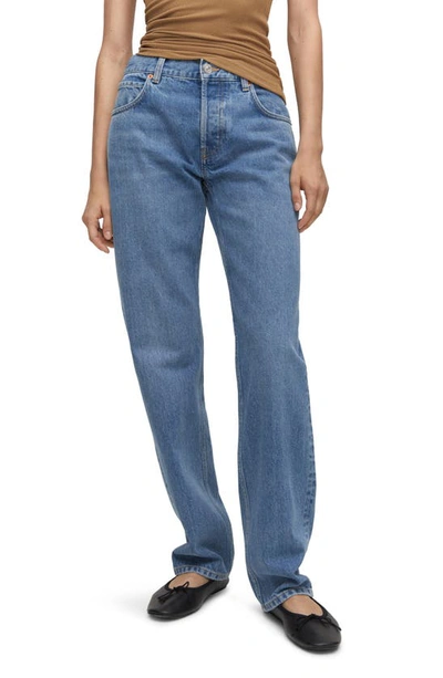 Shop Mango Straight Leg Jeans In Medium Blue