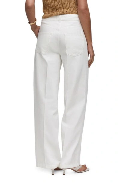 Mango Raw Hem Mid Rise Wide Leg Jeans In White