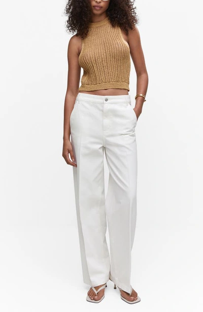 Shop Mango Low Rise Wide Leg Trouser Jeans In White