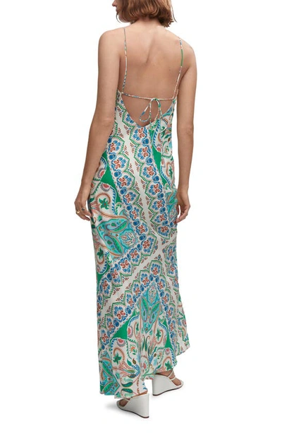 Shop Mango Paisley Open Back Maxi Dress In Off White