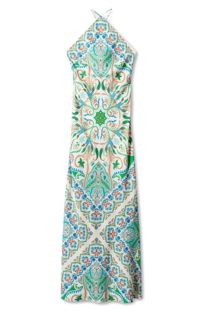 Shop Mango Paisley Open Back Maxi Dress In Off White