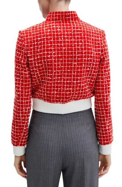 Mango Pocket Tweed Jacket Red In Red
