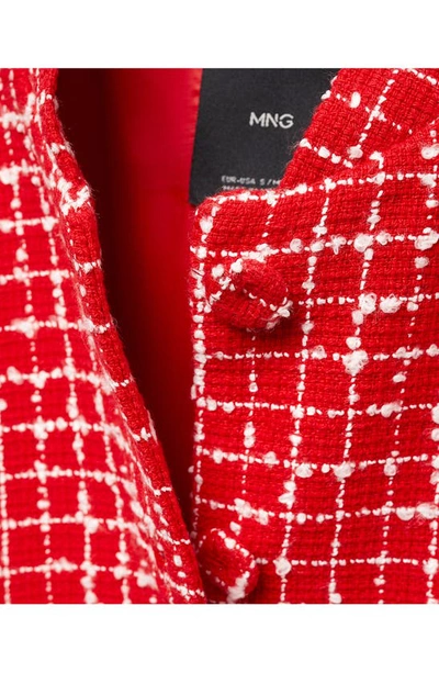 Mango Pocket Tweed Jacket Red In Red