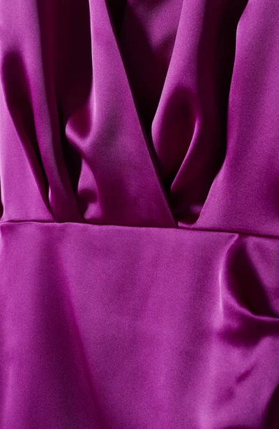 Shop Mango Long Sleeve Satin Shirtdress In Medium Purple