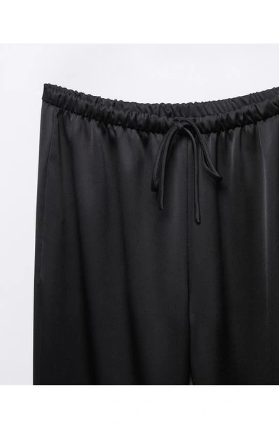 Shop Mango Satin Drawstring Pants In Black