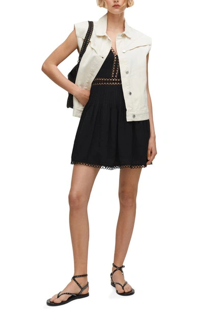 Mango Open Work Minidress In Black