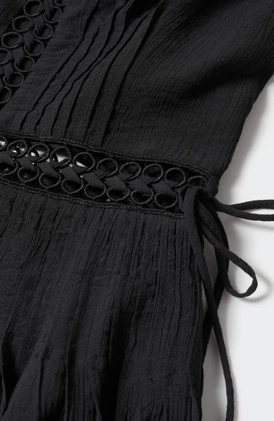Mango Open Work Minidress In Black