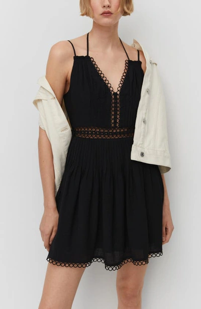 Mango Open Work Minidress In Black