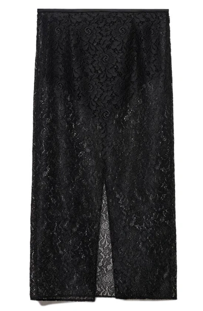 Shop Mango Lace Midi Skirt In Black