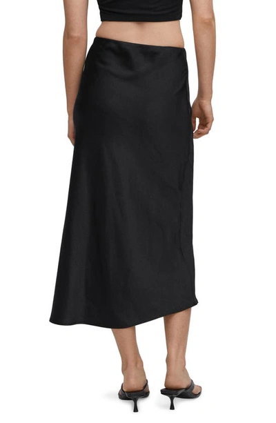 Shop Mango Satin Midi Skirt In Black