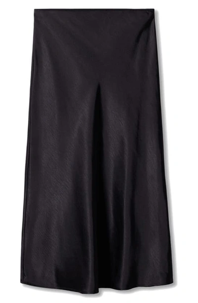 Shop Mango Satin Midi Skirt In Black