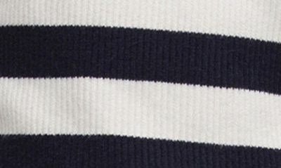 Shop Mango Stripe Half Zip Sweater In Navy
