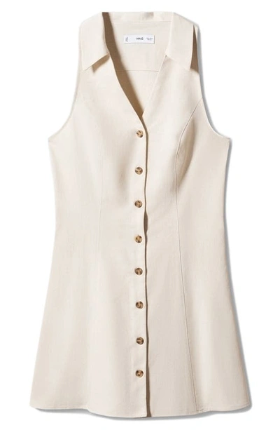 Mango Collar Detail Button Down Mini Dress In Beige-neutral In Sand