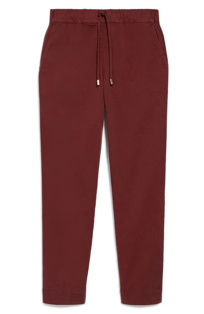 Max Mara Terreno Drawstring Stretch Cotton Ankle Pants In Brick Red