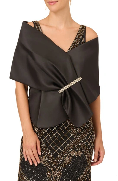 Shop Adrianna Papell Mikado Embellished Wrap Shrug In Black