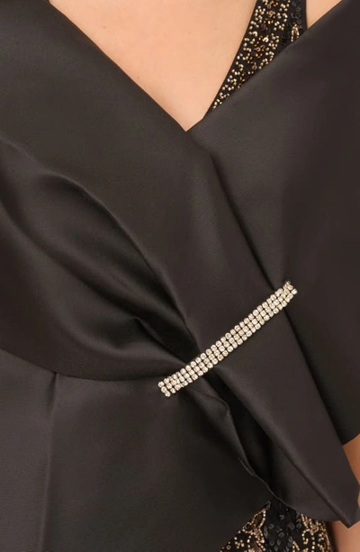 Shop Adrianna Papell Mikado Embellished Wrap Shrug In Black