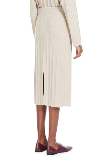 Shop Max Mara Melk Rib Virgin Wool Midi Sweater Skirt In Albino