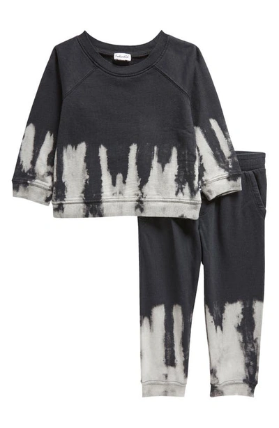 Shop Splendid Bleach Dye Sweatshirt & Joggers Set In Black