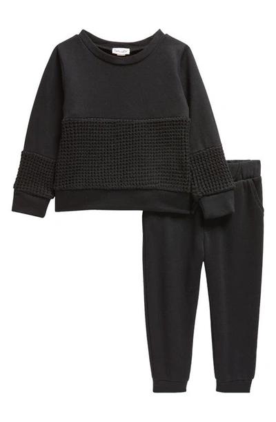 Shop Splendid Cozy Way Sweatshirt & Joggers Set In Washed Black
