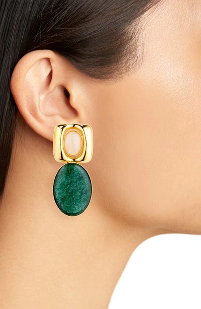 Shop D'estree Sonia Square Drop Earrings In Green