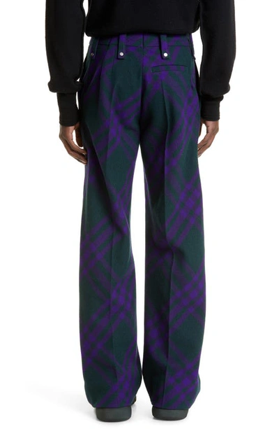 Shop Burberry Check Virgin Wool Knit Trousers In Deep Royal Ip Check
