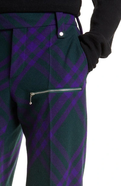 Shop Burberry Check Virgin Wool Knit Trousers In Deep Royal Ip Check