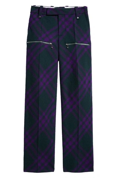 Burberry Check-pattern Wool Trousers In Deep Royal Ip Check