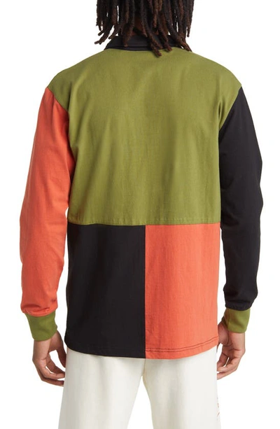 Shop Carrots By Anwar Carrots Colorblock Wordmark Logo Long Sleeve Graphic Rugby Polo In Olive