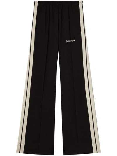 Shop Palm Angels Stripe-detail Track Pants In Nero E Bianco