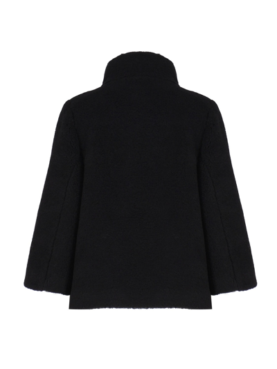 Shop Fay Cape With Wide High Neck And  Hook In Black