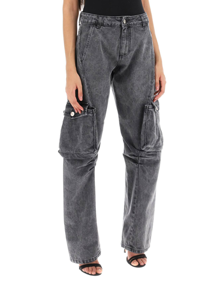 Shop Mvp Wardrobe San Babila Cargo Jeans In Denim Grigio (grey)