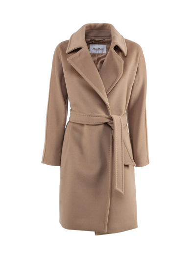 Shop Max Mara Wool And Cashmere Wrap Coat In Camel