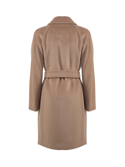 Shop Max Mara Wool And Cashmere Wrap Coat In Camel